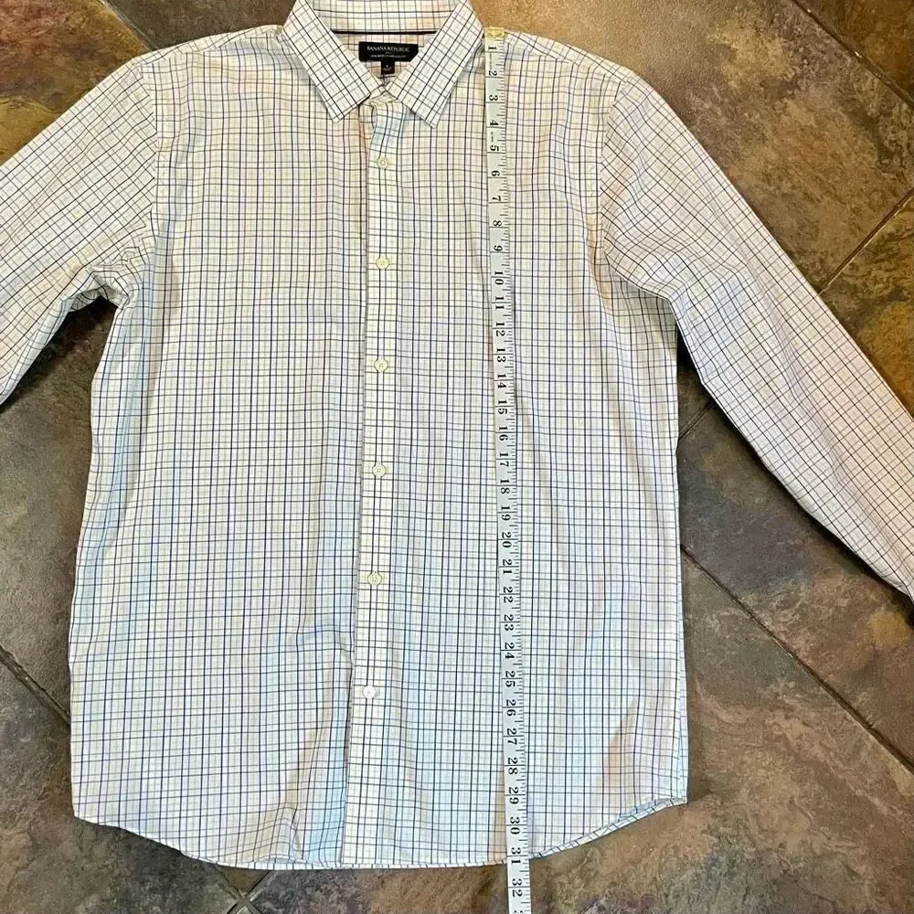 Banana Republic No-Iron Standard Fit Plaid Button Up Long Sleeve Shirt Large
